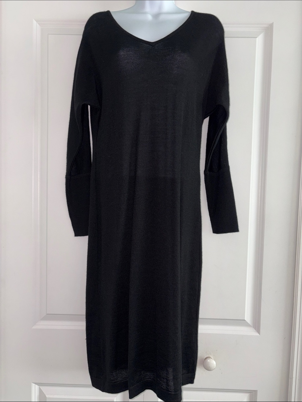 Peruvian Connection Black Alpaca and Silk Dress Size S